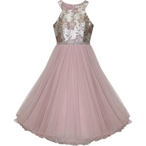 Speechless Kids Girls Rose Gold Metallic Floral Tulle Bubble Hem Dress Size 8